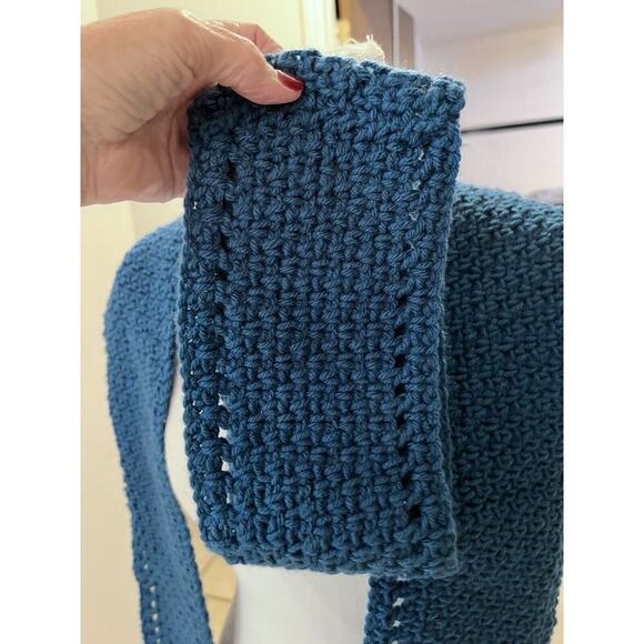 Handmade Crochet Scarf With Headband Set Teal NEW 48 X 6.5 - Picture 4 of 4